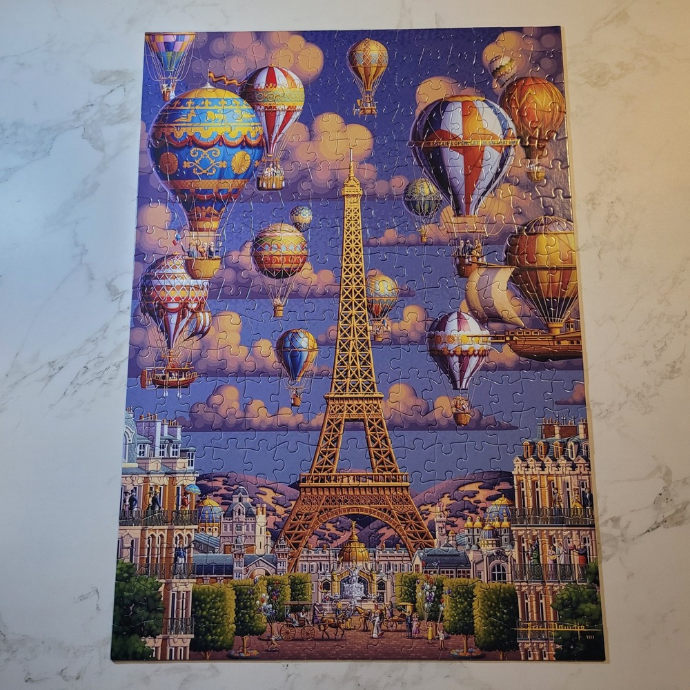 Dowdle Balloons Over Paris 300 Large Piece Jigsaw Puzzle Eiffel Tower France - Picture 3 of 10